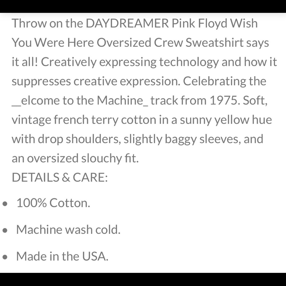 Pink Floyd Wish You Were Here Oversized Crew Sweat - Picture 6 of 6